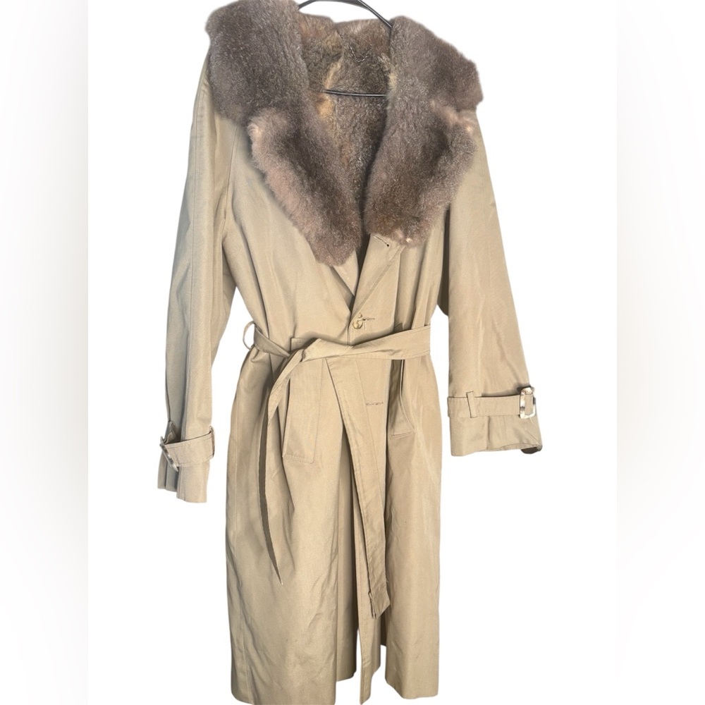 Lee Levy trench coat with genuine fur interior
